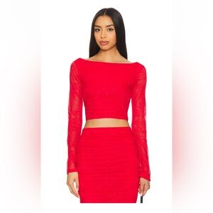 AFRM
Noam Lace Crop Top In Risky Red, sz L, NWOT